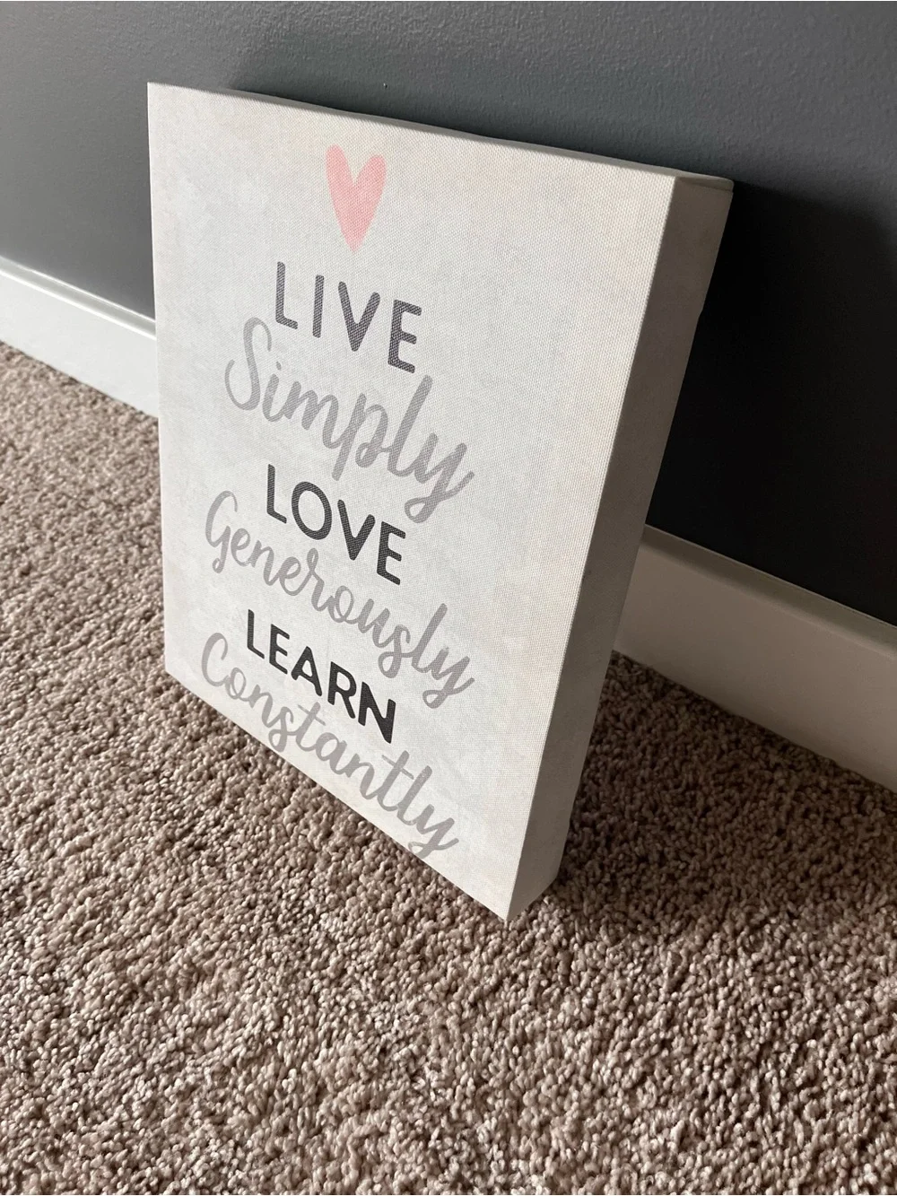 Live Simply Love Generously Learn Constantly Wall Art - Pink Accent